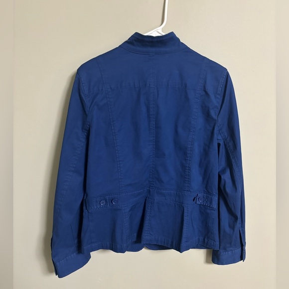 Talbots Blazer Lightweight Jacket Blue Size 14 Button Up Pockets Cotton - Picture 2 of 6